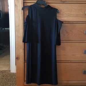 Black cold shoulder dress